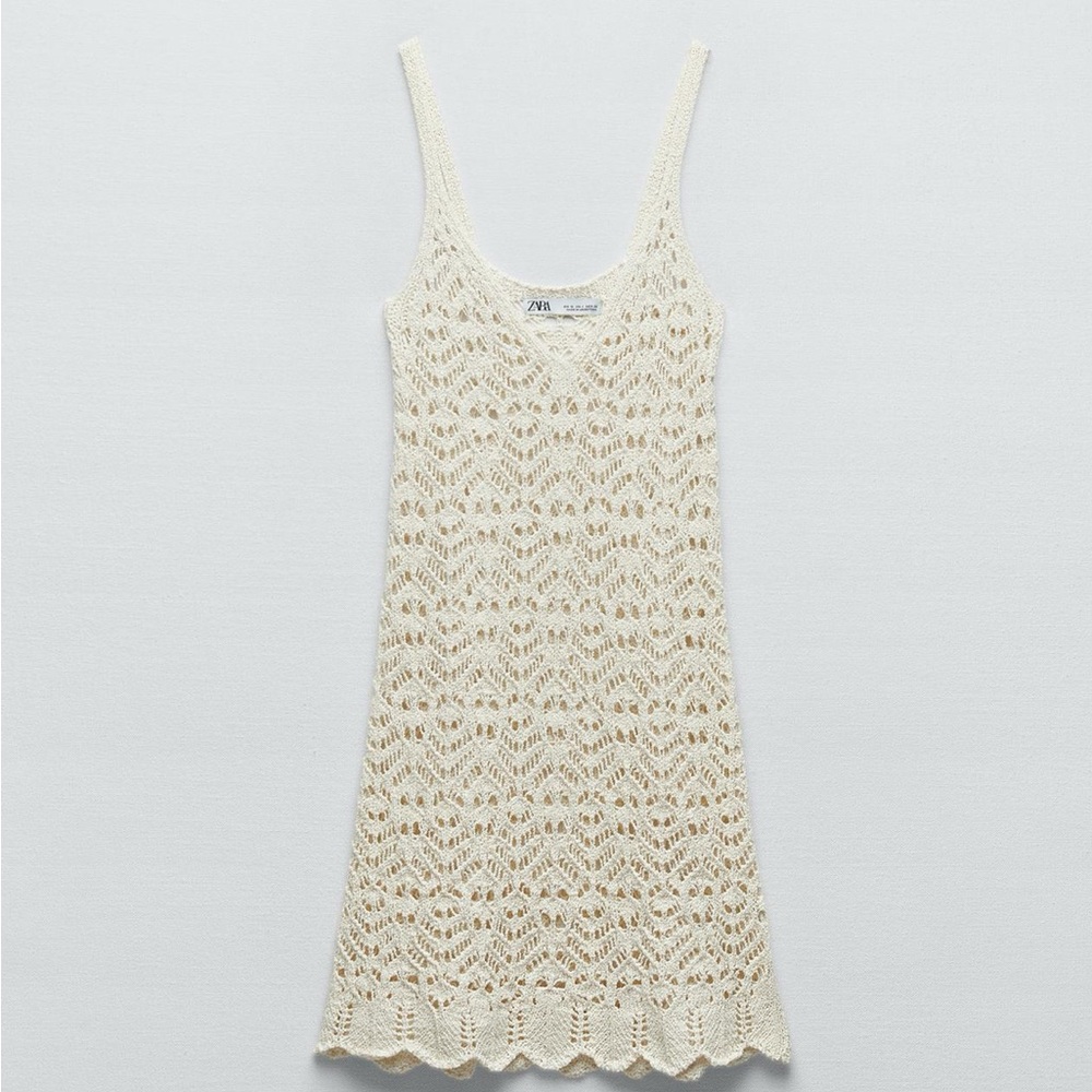 Zara Ivory Crochet Sleeveless Dress
